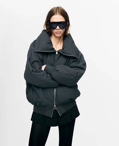 Mango Women's Funnel-Neck Bomber Jacket