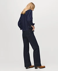 Mango Women's Flap Pockets Denim Shirt