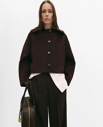 Mango Women's Camp Collar Wool Jacket