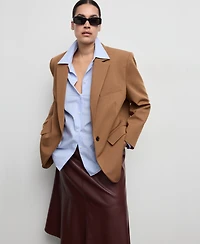 Mango Women's Notch Lapel Pockets Straight Suit Blazer