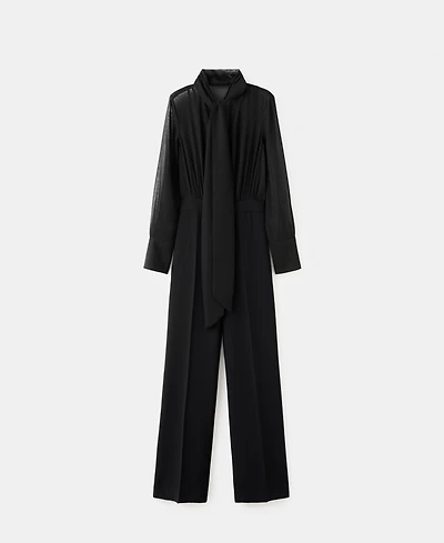 Mango Women's Scarf And Rhinestones Combined Jumpsuit