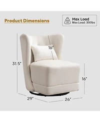 Boyel Living Modern Armless Chair, 360° Swivel Lounge Chair with Back Pillow, for Living Room Bedroom