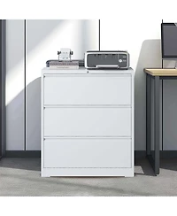 Boyel Living Lateral File Cabinet 3 Drawer, White Filing Cabinet with Lock, Lockable File Cabinet for Home Office