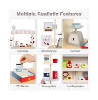 Hongge Kids Pretend Food Cart with Accessories and Storage