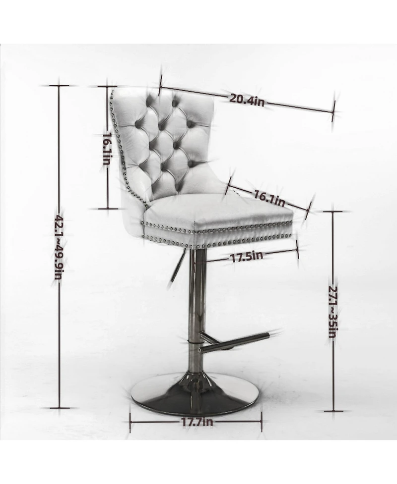 Boyel Living Set of 2 Pu Swivel Bar Stools Adjustable Seat Height for Dining Pub