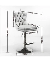 Boyel Living Set of 2 Pu Swivel Bar Stools Adjustable Seat Height for Dining Pub