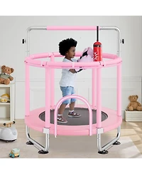 Mecale Kids Trampoline, 55", Indoor/Outdoor w/ Enclosure Net & Basketball Hoop, for Ages 3