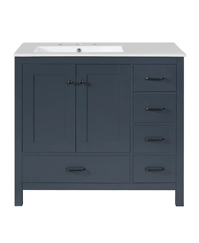 Cesicia 36 in. Bathroom Vanity with Ceramic Sink Combo, Abundant Storage Cabinet with 2 Soft Close Doors and 5 Drawers