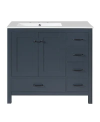 Cesicia 36 in. Bathroom Vanity with Ceramic Sink Combo, Abundant Storage Cabinet with 2 Soft Close Doors and 5 Drawers