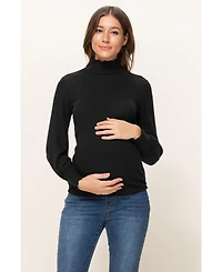 Hello Miz Maternity Turtleneck Ribbed Knit Long Sleeve Sweater
