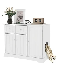 Aostirmotor Cat Litter Box Enclosure with Drawers in White