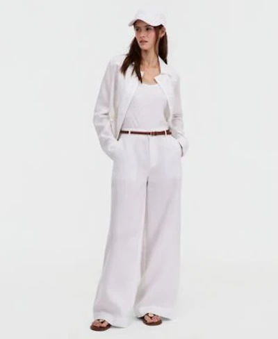 Charter Club Womens 100 Linen Woven Pleated Wide Leg Pants Created For Macys