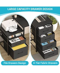 Aheaplus Reversible L Shaped Desk with 6 Drawers, 70.8'' Large Computer Outlets, Monitor Stand & Cpu