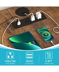 Aheaplus Reversible L Shaped Desk with 6 Drawers, 70.8'' Large Computer Outlets, Monitor Stand & Cpu