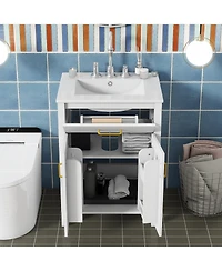 Cesicia 24 in. Bathroom Vanity Combo with Ceramic Sink, Luxurious Space-Saving Vanity with 2 Soft Close Doors