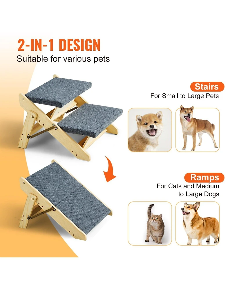 Cozito Convertible 3-Step Wooden Pet Stairs & Ramp