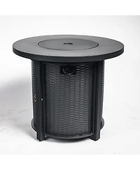 Boyel Living 30" Propane Gas Fire Pit Table, 50000 Btu Round Steel Fire Pit for Outside Patio Deck Garden Courtyard-Black