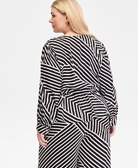 I.n.c. International Concepts Plus Printed Blouson-Sleeve Peplum Top, Macy's Exclusive