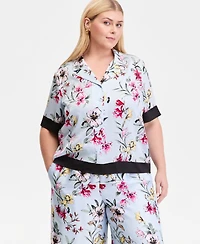 I.n.c. International Concepts Plus Printed Short-Sleeve Button-Front Shirt, Macy's Exclusive