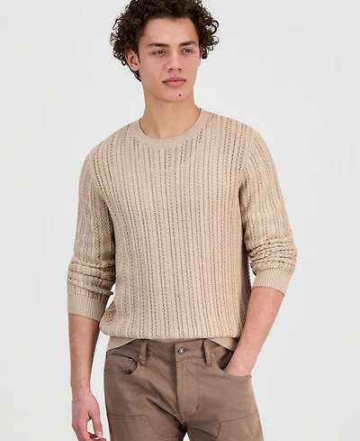 Guess Men's Herringbone-Texture Crewneck Sweater