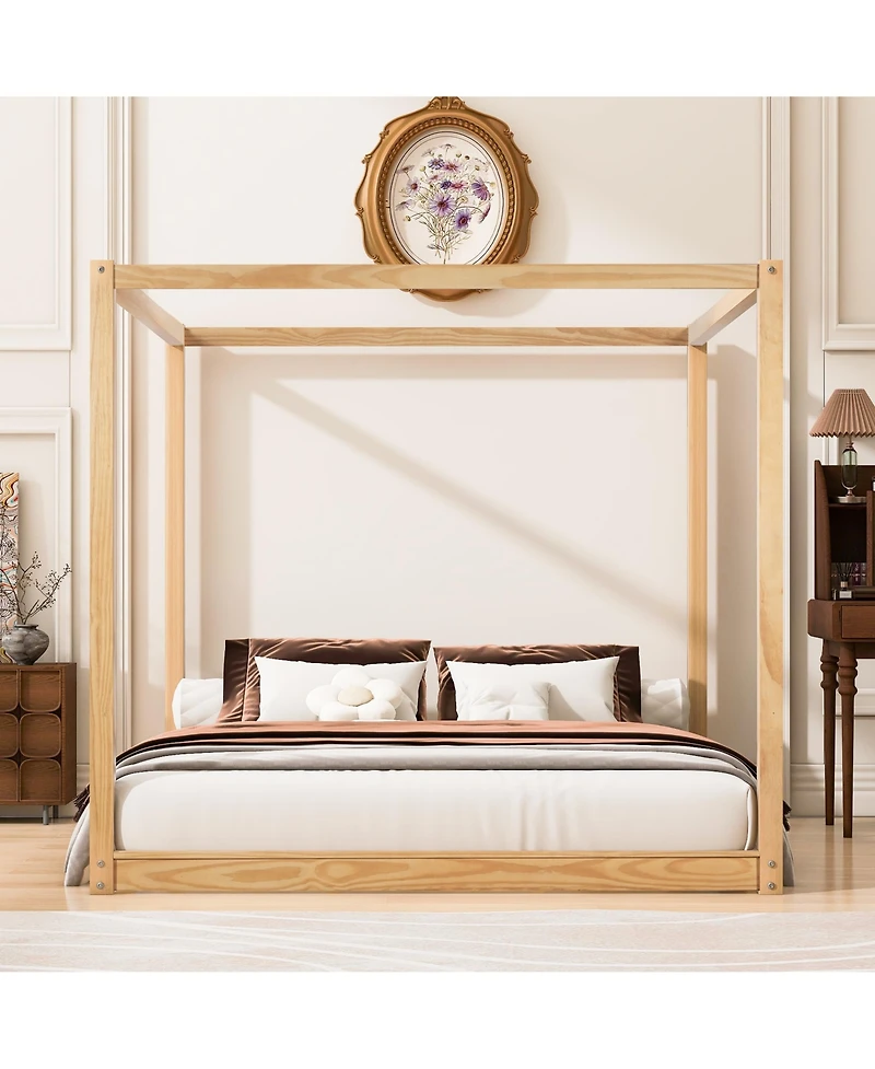 Clihome King Size Canopy Platform Bed with Support Legs
