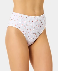 California Waves Women's Mini Cherry Smocked High-Waist Swim Bottoms