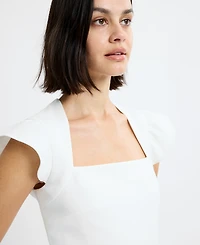 French Connection Women's Square Neck Flutter Sleeve Mini Dress