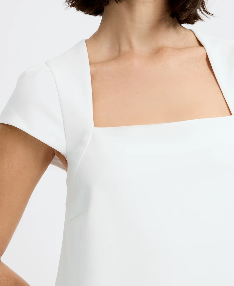 French Connection Women's Square Neck Whisper Cap Sleeve Shift Mini Dress