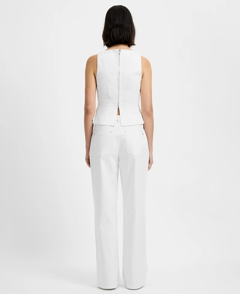 French Connection Women's Inez Twill Square Neck Peplum Top