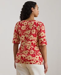 Lauren Ralph Plus Stretch Boat Neck T-Shirt