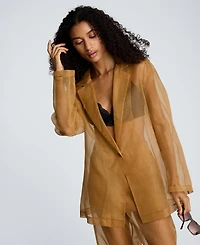 Kenneth Cole Women's Organza One-Button Notch Collar Jacket