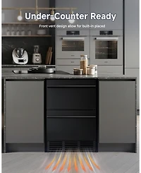 Euhomy 23.4-in W 150-Can Capacity Built-in/Freestanding Beverage Refrigerator in Black