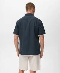 Mango Men's Short Sleeve Linen-Blend Shirt