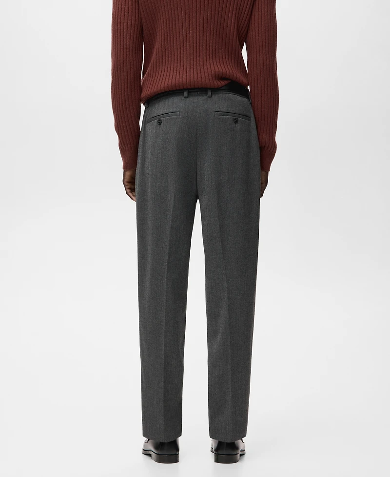 Mango Men's Regular-Fit Pleated Flannel Pants