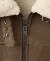 Mango Men's Faux-Leather Fleece Jacket