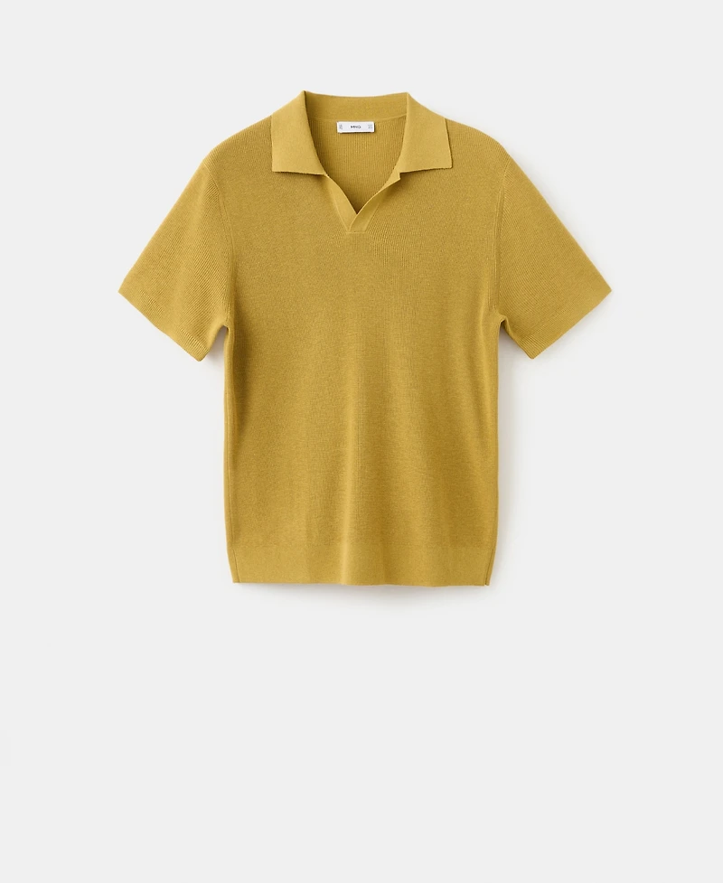 Mango Men's Structured Cotton Knitted Polo Shirt