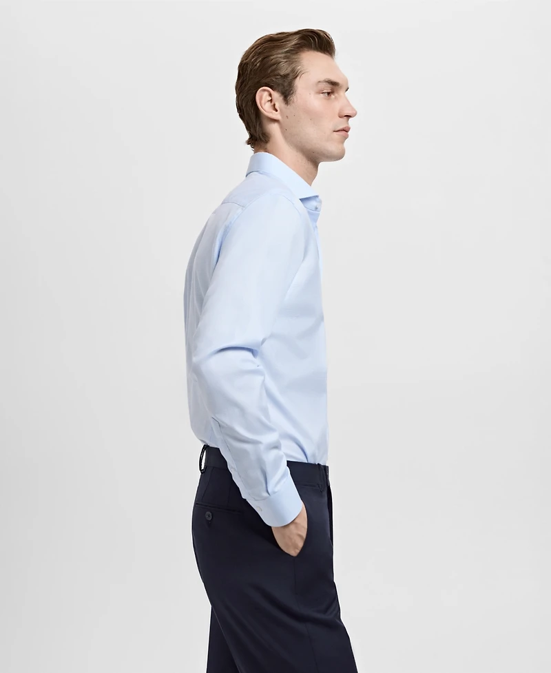 Mango Men's Slim-Fit Micro-Print Twill Dress Shirt