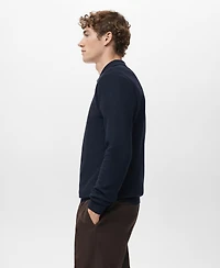 Mango Men's Zipper Collar Microstructure Sweater