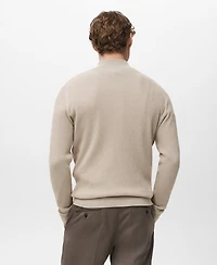 Mango Men's Zip Neck Ribbed Sweater