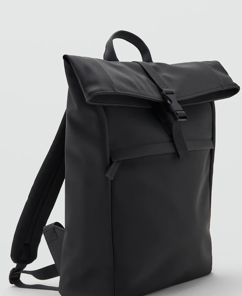 Mango Men's Flap Closure Rubberized Backpack