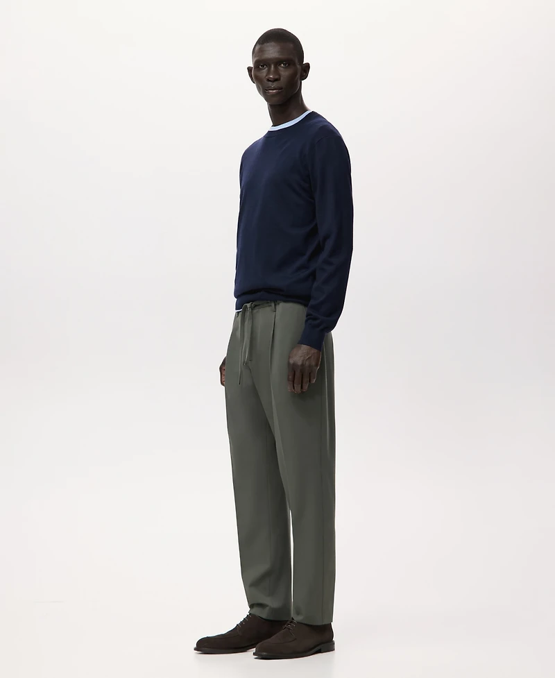 Mango Men's Regular Fit Cord Pleated Pants