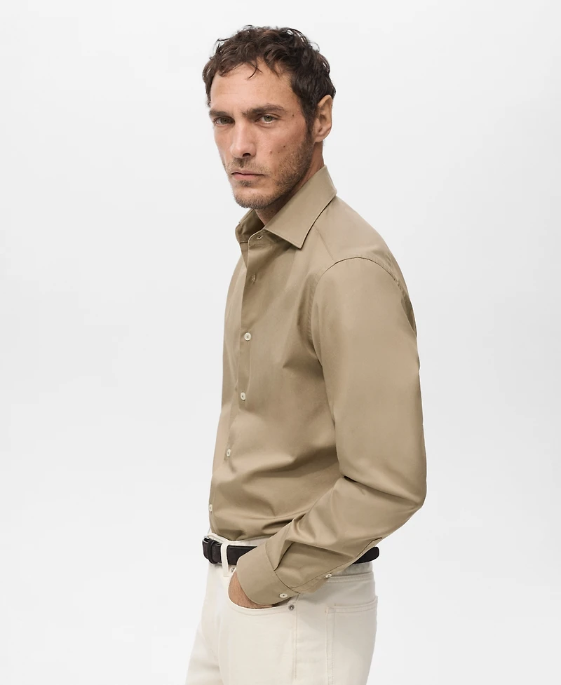 Mango Men's Slim-Fit Lyocell Cotton Shirt