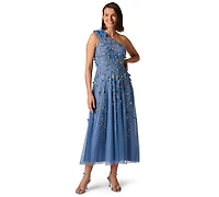 Adrianna Papell Women's One-Shoulder Beaded Ball Gown