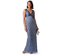 Adrianna Papell Women's Beaded V-Neck Ball Gown