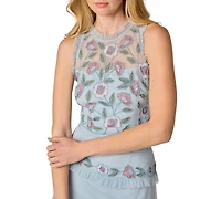 Adrianna Papell Women's Beaded Halter Neck Ruffle Midi Dress