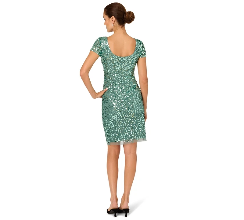 Adrianna Papell Women's Beaded Crewneck Dress
