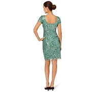 Adrianna Papell Women's Beaded Crewneck Dress