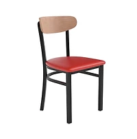 Emma+Oliver Yara Industrial Dining Chair with Rolled Steel Frame and Solid Wood Seat