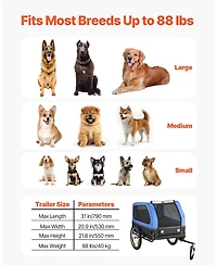 Cozito Foldable Pet Bike Trailer with Internal Leash, Holds up to 88 lbs.