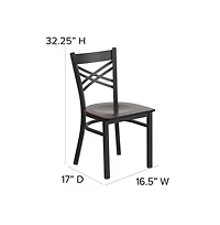 Emma+Oliver X" Back Metal Restaurant Dining Chair